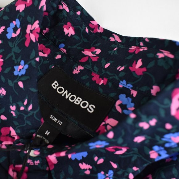 Bonobos NEW M Slim Fit Short Sleeve Shirts Navy - Picture 5 of 7